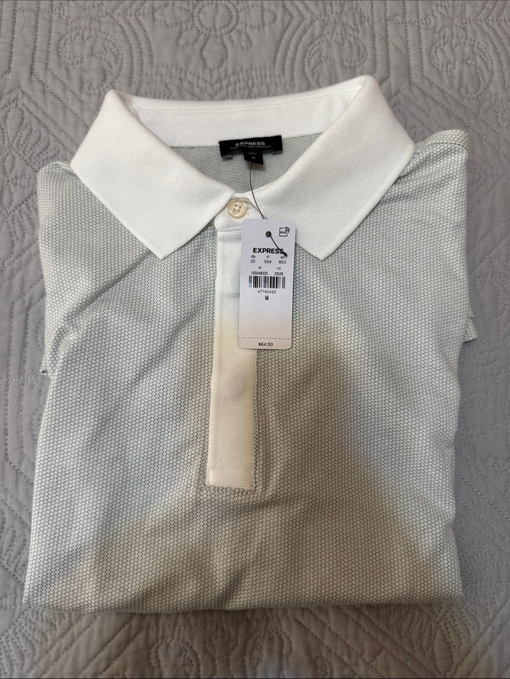 Express Men's White Textured Polo Shirt